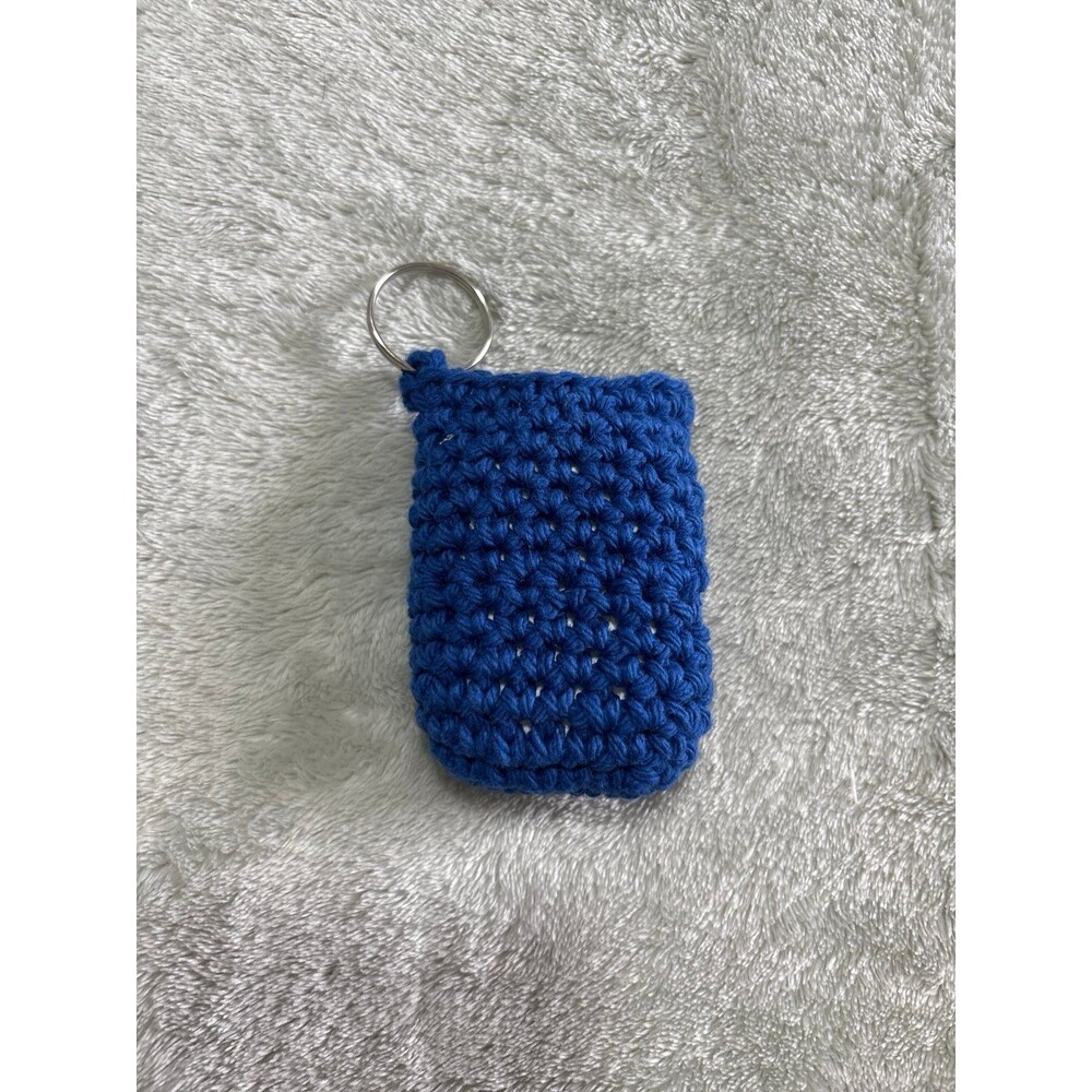 AirPod Case crocheted handmade navy blue royal charger hole keyring teens kids